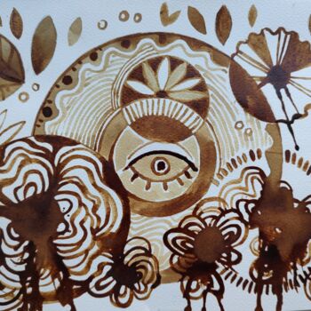 Σχέδιο με τίτλο "Coffee art" από Анастасия Паршина, Αυθεντικά έργα τέχνης, Ακουαρέλα