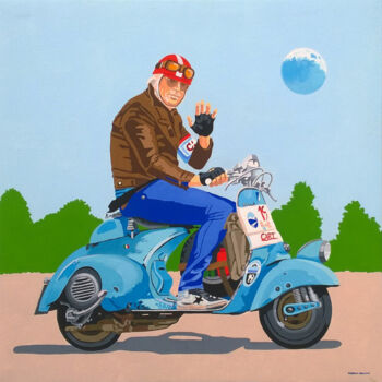 Painting titled "Vespa Raid 2" by Marco Arduini, Original Artwork, Acrylic