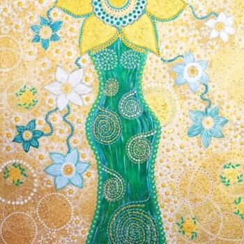 Painting titled "FLORALIA" by Flod, Original Artwork, Acrylic Mounted on Wood Stretcher frame