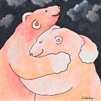 Peinture intitulée "Ours amoureux !" par Jocelyne Deschamps-Kus, Œuvre d'art originale, Acrylique Monté sur Autre panneau ri…