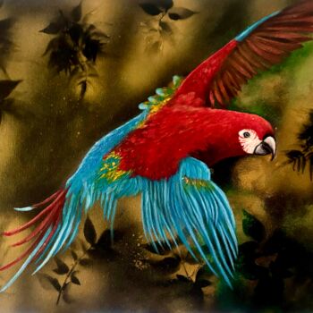 「Scarlet Splendour」というタイトルの絵画 Dr. Priyanjalee Banerjeeによって, オリジナルのアートワーク, アクリル