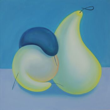 Pittura intitolato "LAZY FRUITS-01" da J Wang, Opera d'arte originale, pigmenti
