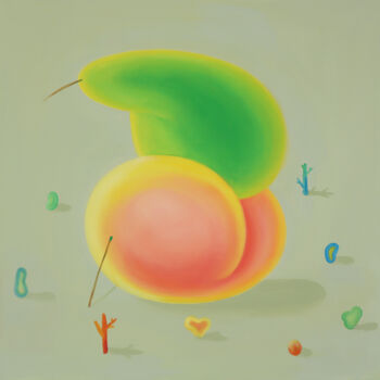 Painting titled "LAZY FRUITS-02" by J Wang, Original Artwork, Pigments