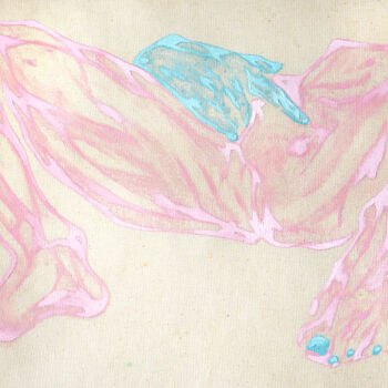 「Pink girl with blue…」というタイトルの絵画 Lola Marinnによって, オリジナルのアートワーク, オイル