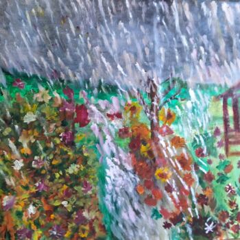 Painting titled "Heavy rain" by Krishna Art Gallery, Original Artwork, Oil