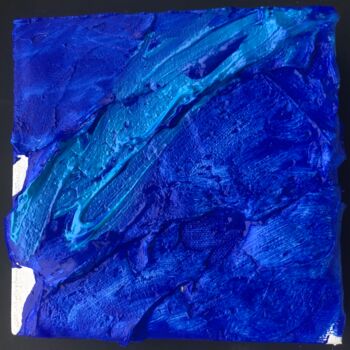 Painting titled "Blue rock" by Mila Oz, Original Artwork, Acrylic Mounted on Wood Stretcher frame