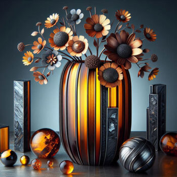 Digital Arts με τίτλο "Amber and Black Vas…" από Alberto Capitani, Αυθεντικά έργα τέχνης, Εικόνα που δημιουργήθηκε με AI