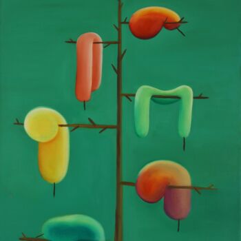 Pittura intitolato "LAZY FRUITS ON THE…" da J Wang, Opera d'arte originale, Olio