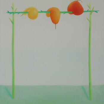 Pittura intitolato "LAZY FRUITS ON THE…" da J Wang, Opera d'arte originale, Olio