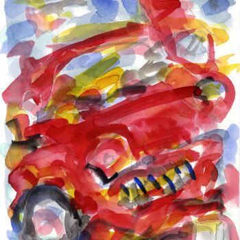 Malerei mit dem Titel "Auto/Selbster (1601…" von Detlef Lemme (Farbenkugel), Original-Kunstwerk, Aquarell