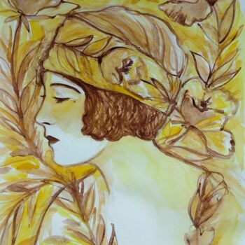 Painting titled "Douceur" by Cécile Freitas, Original Artwork, Watercolor