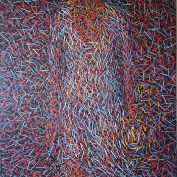 Malerei mit dem Titel "Woman 4/With Lantern" von Atom Hovhanesyan, Original-Kunstwerk, Öl Auf Keilrahmen aus Holz montiert