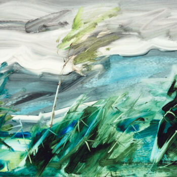 Peinture intitulée "Alone in the storm" par Simone Romani, Œuvre d'art originale, Huile Monté sur Panneau de bois