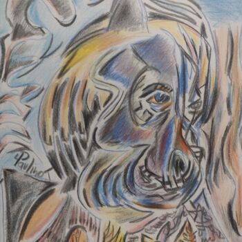 Zeichnungen mit dem Titel "Tête de Cheval" von Dpaulinos, Original-Kunstwerk, Pastell
