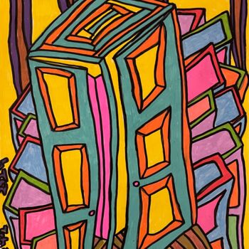 图画 标题为“A cube, two doors,…” 由Christophe Verger-Lecocq, 原创艺术品, 标记