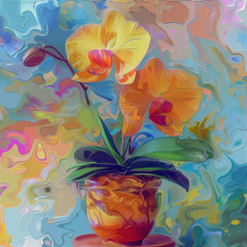 Digital Arts titled "Orchid in a pot" by Irene Nekrasova, Original Artwork, AI generated image