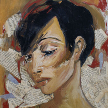 Painting titled "Songe" by Cécile Freitas, Original Artwork, Oil Mounted on Wood Stretcher frame