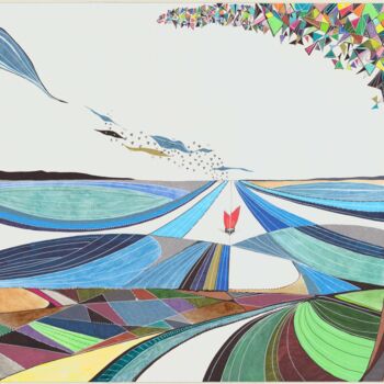 Pittura intitolato "Voiles rouges sur l…" da Arnaud Dromigny, Opera d'arte originale, Acrilico