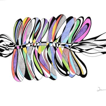 Painting titled "Centifin C" by Arnaud Dromigny, Original Artwork, Ink