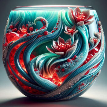 제목이 "Blue-Green Vase wit…"인 디지털 아트 Alberto Capitani로, 원작, AI 생성 이미지