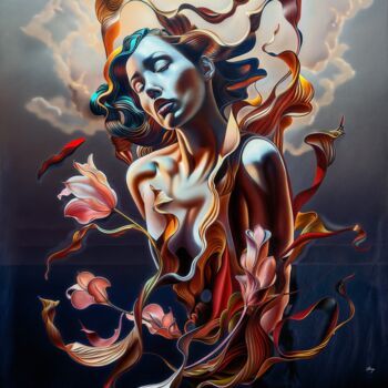 Gravures & estampes intitulée ""WANDERING MIND" -…" par Anastasiya Gilevich (Staz Artwork), Œuvre d'art originale, Acrylique…