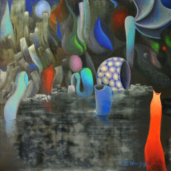 Malerei mit dem Titel "History of Life - F…" von Hangyu Li, Original-Kunstwerk, Öl