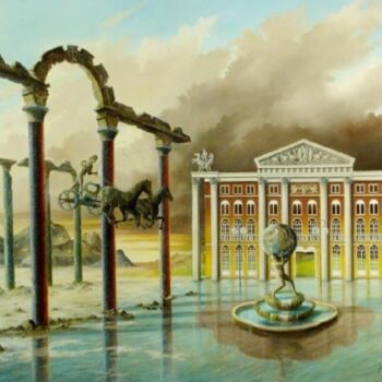 Painting titled "Heracles meets Atlas" by John Haanstra, Original Artwork, Oil