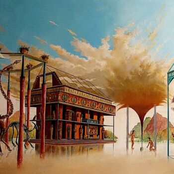 Painting titled "Pandora's box" by John Haanstra, Original Artwork, Oil