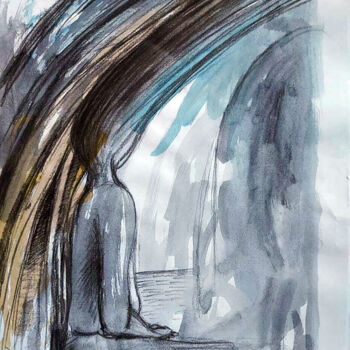 Peinture intitulée "Calming the Storm" par Shashintha Dilhani, Œuvre d'art originale, Stylo à bille Monté sur Verre