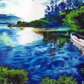 Peinture intitulée "Panoramic" par Shashintha Dilhani, Œuvre d'art originale, Stylo à bille Monté sur Verre