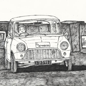 Peinture intitulée "Racing Cars" par Lahiru Karunaratne, Œuvre d'art originale, Stylo à bille Monté sur Verre