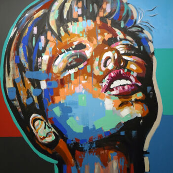 Painting titled "Face 22" by Wojciech Bąbski, Original Artwork, Acrylic