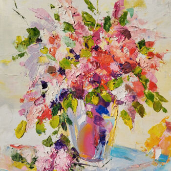 Malerei mit dem Titel "Bouquet of Joy" von Hrach Baghdasaryan, Original-Kunstwerk, Öl Auf Keilrahmen aus Holz montiert