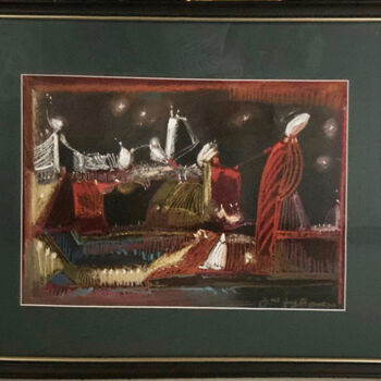 Peinture intitulée "The Bridge to Etern…" par Gia Kurdiani, Œuvre d'art originale, Pastel Monté sur Châssis en bois