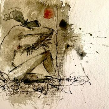 Ζωγραφική με τίτλο "Sepia" από Cesar Ayllón, Αυθεντικά έργα τέχνης, Ακουαρέλα