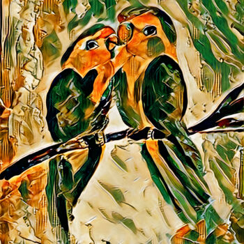 Painting titled "Love Birds" by Alexandra Roberts, Original Artwork, Acrylic