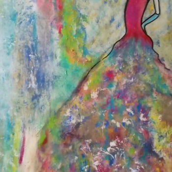 「Danseuse au tambour…」というタイトルの絵画 Dominique Bertrandによって, オリジナルのアートワーク, アクリル ウッドストレッチャーフレームにマウント