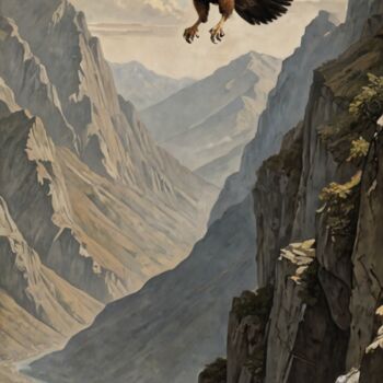 Painting titled "Valley Soar" by Nursultan Abildayev, Original Artwork, Acrylic Mounted on Wood Stretcher frame