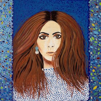 Painting titled "La Jeune Fille a la…" by Jorge Gonzalez, Original Artwork, Acrylic Mounted on Wood Stretcher frame