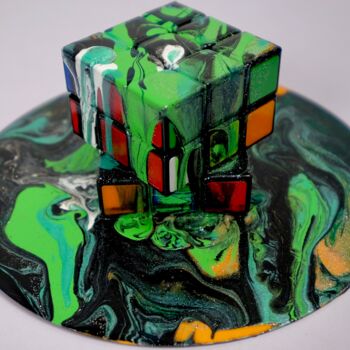 Картина под названием "Cube 002" - Fluo Sobre, Подлинное произведение искусства, Акрил