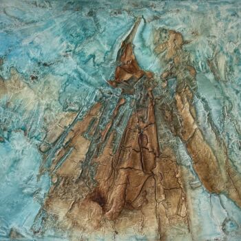 Malerei mit dem Titel "Blue Depths & Brown…" von Brychtova Art, Original-Kunstwerk, Acryl Auf Keilrahmen aus Holz montiert