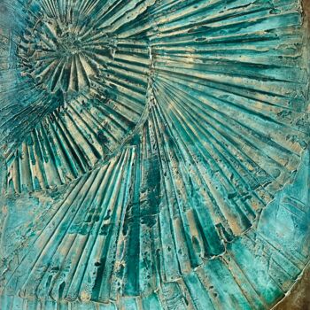 Malerei mit dem Titel "Earth, Sea and Shell" von Brychtova Art, Original-Kunstwerk, Acryl Auf Keilrahmen aus Holz montiert