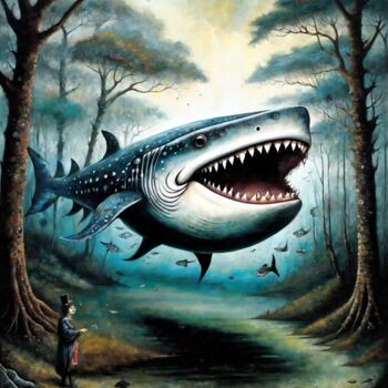 Ζωγραφική με τίτλο "Predator Encounter" από Alexandr Kuznetsov, Αυθεντικά έργα τέχνης, Ακρυλικό Τοποθετήθηκε στο Ξύλινο φορε…