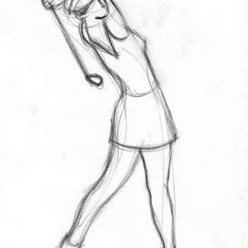 Dessin intitulée "Golfeuse-A-0076" par Alliet-Delacroix, Œuvre d'art originale, Crayon