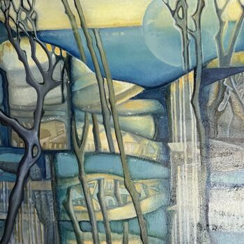 제목이 "Fox holes. Blue moon"인 미술작품 Margarita Malinovskaya로, 원작, 기름
