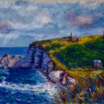 Peinture intitulée "Etretat après la te…" par Raphaël Karm, Œuvre d'art originale, Huile Monté sur Châssis en bois