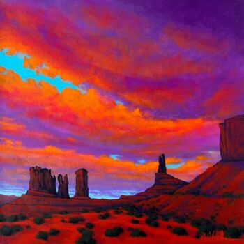 Painting titled "Monument Magic" by Joe A. Oakes, Original Artwork, Acrylic Mounted on Wood Stretcher frame