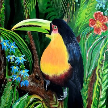 Painting titled "Jungle tucan" by Sylvia Eder, Original Artwork, Acrylic