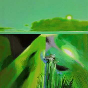 Painting titled "Abstract Green Colo…" by Evgen Semenyuk, Original Artwork, Acrylic