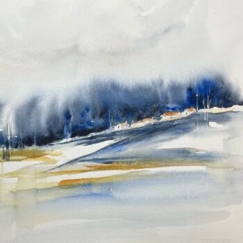 Painting titled "Hameau perdu" by Françoise Spineux, Original Artwork, Watercolor
